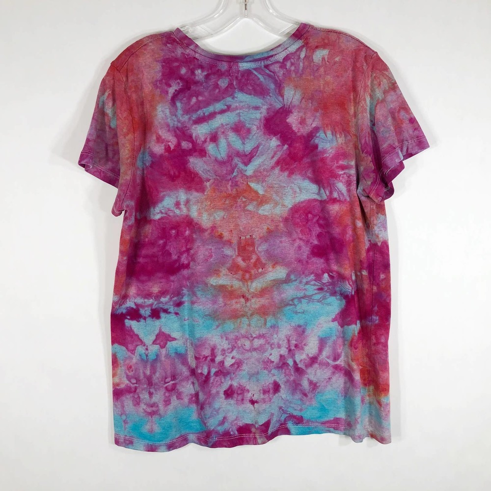 Tie Dye Size Large Tee Shirt Top Fly High Pink Blue Butterflies Handmade 1310 - Picture 2 of 9